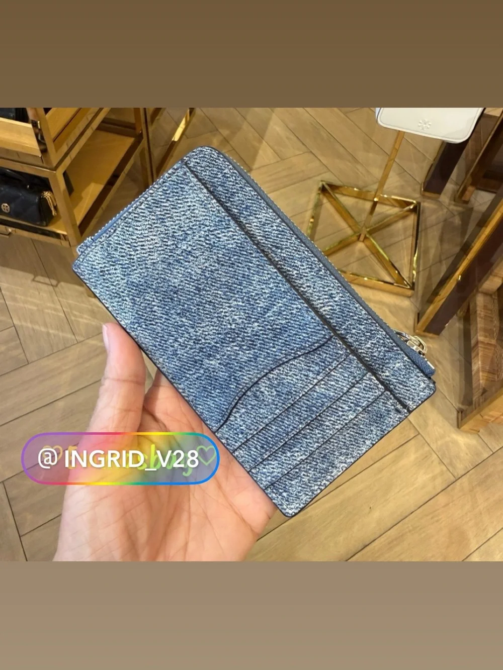 Tory Burch Denim Zip Card Case Wallet - Blue Denim